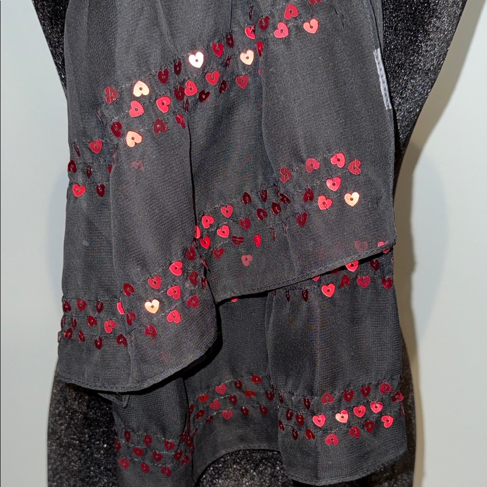 Black Sheer Scarf with Red Sequin Accents - Picture 4 of 5